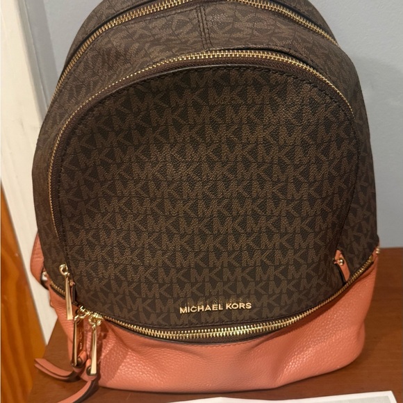 Michael Kors Dark Brown and Tan Backpack - Picture 4 of 5